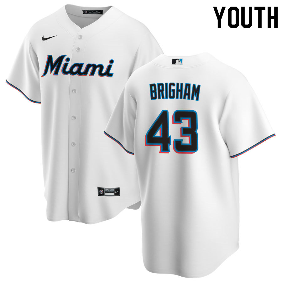 Nike Youth #43 Jeff Brigham Miami Marlins Baseball Jerseys Sale-White - Click Image to Close